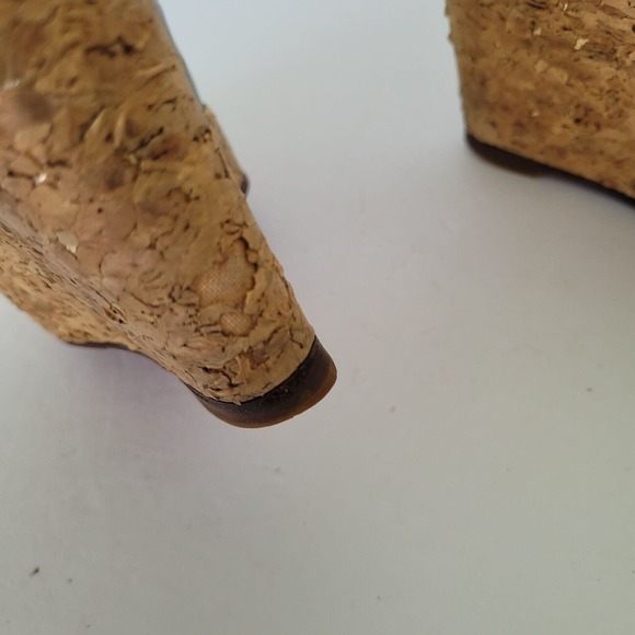 CHRISTIAN LOUBOUTIN Slingback Green Patent Cork Wedge Platform Shoe EU35,5 US 5 - Picture 6 of 10